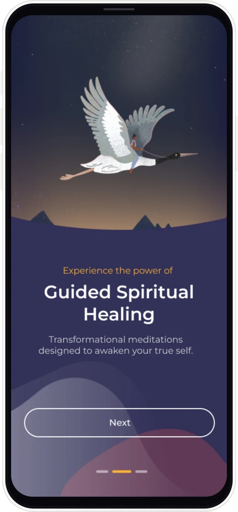 The Ubunye Method app, showing the guided spiritual healing introduction.